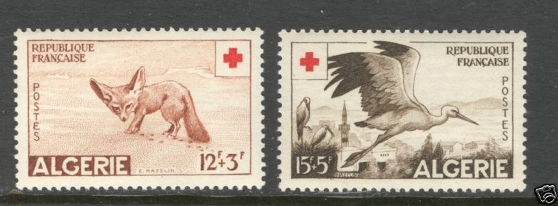 RED CROSS STORK FENNEC ON ALGERIA 1957 Scott B88 B89  