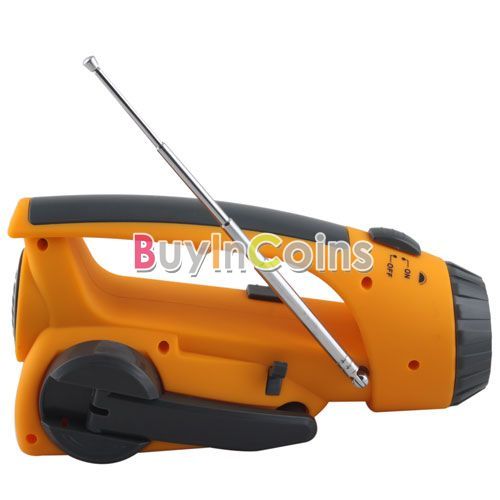 Handle Emergency Dynamo Electricity Flashlight with LED Light FM Radio 