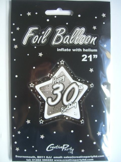 30th Birthday CASCADE COLUMNS (FOIL) (Black/Silver)  