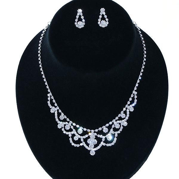 Bridal Wedding Jewelry Set Crystal Rhinestone Clear  