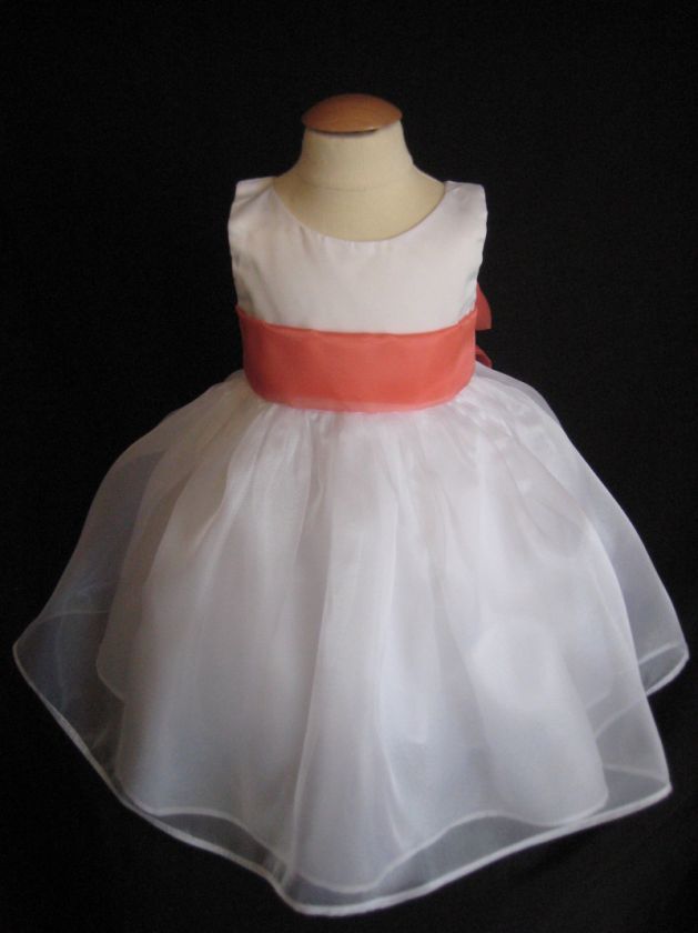 WHITE IVORY POOL ORGANZA BOW FLOWER GIRL DRESS 6 9 MO  