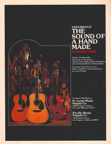 ALVAREZ YAIRI ACOUSTIC GUITAR AD vtg 70s Hand Made  