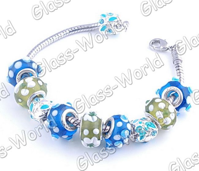 8strands Rhinestone&Alloy Glass Spacer Bead Bracelet  