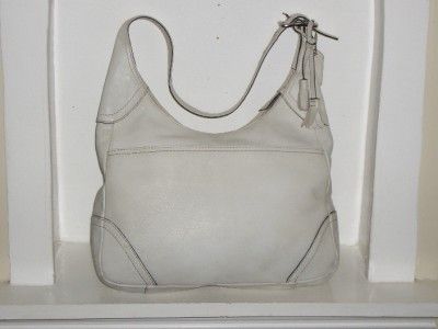 COACH Auth Ivory White Leather Hampton Hobo Shoulder Bag Handbag Purse 