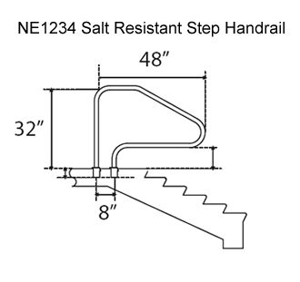 Salt Resistant Inground Swimming Pool Hand Rail with Anchors & Eschut 