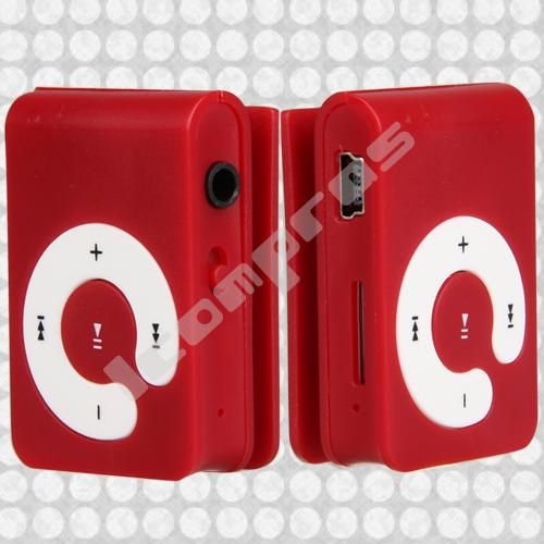 Red Mini Clip  Player TF Micro SD 8GB USB Earphone  