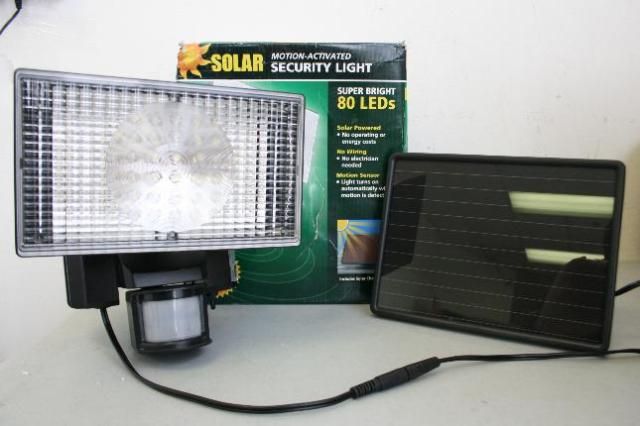 Solar Powered 80 LED Motion Activated Outdoor Security Floodlight 
