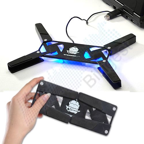 Portable 2 Fans USB Laptop Notebook Cooling Pad Black  