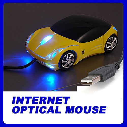 3D Car Optical USB Mouse for PC Laptop&Computer  yellow  