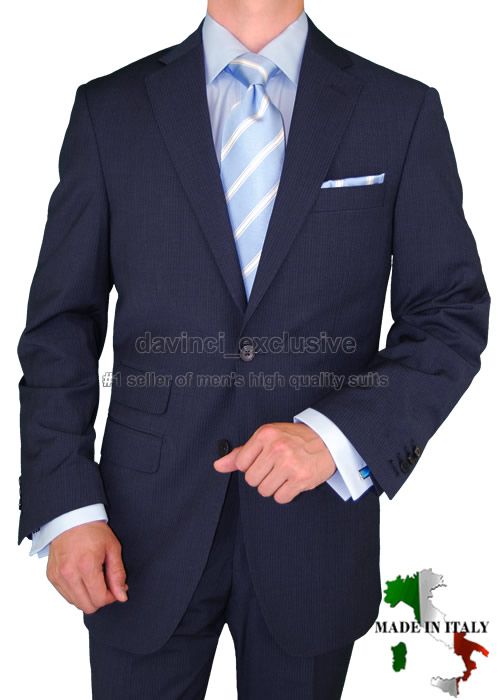 VALENTINO $1598 MENS SUIT WOOL 2051 2 NAVY STR 36R  