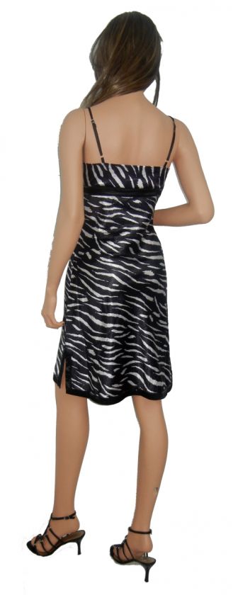 BRAND NEW BLACK WHITE ZEBRA SEQUIN SILKY WOMEN DRESS XL  