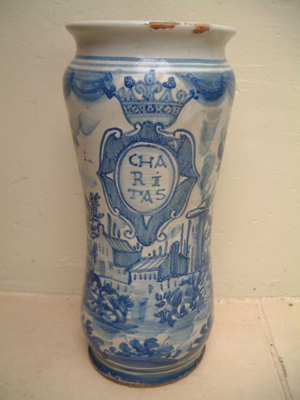 RARE DATED ALBARELLO DRUG JAR CASTELLI MAIOLICA 1734  