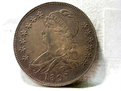 1807 AU++  SMALL STARS  CAPPED BUST 50c HALF DOLLAR ID#OO145  