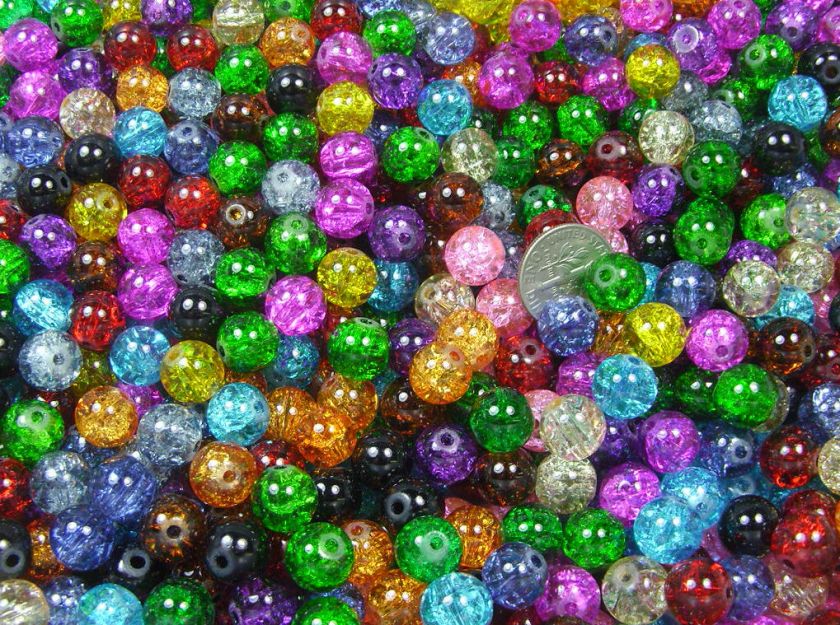 LB LOT 10MM ROUND CRACKLE LAMPWORK GLASS BEADS  