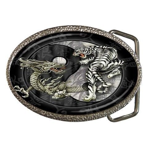 Yin Yang Dragon vs White Tiger Belt Buckle New  