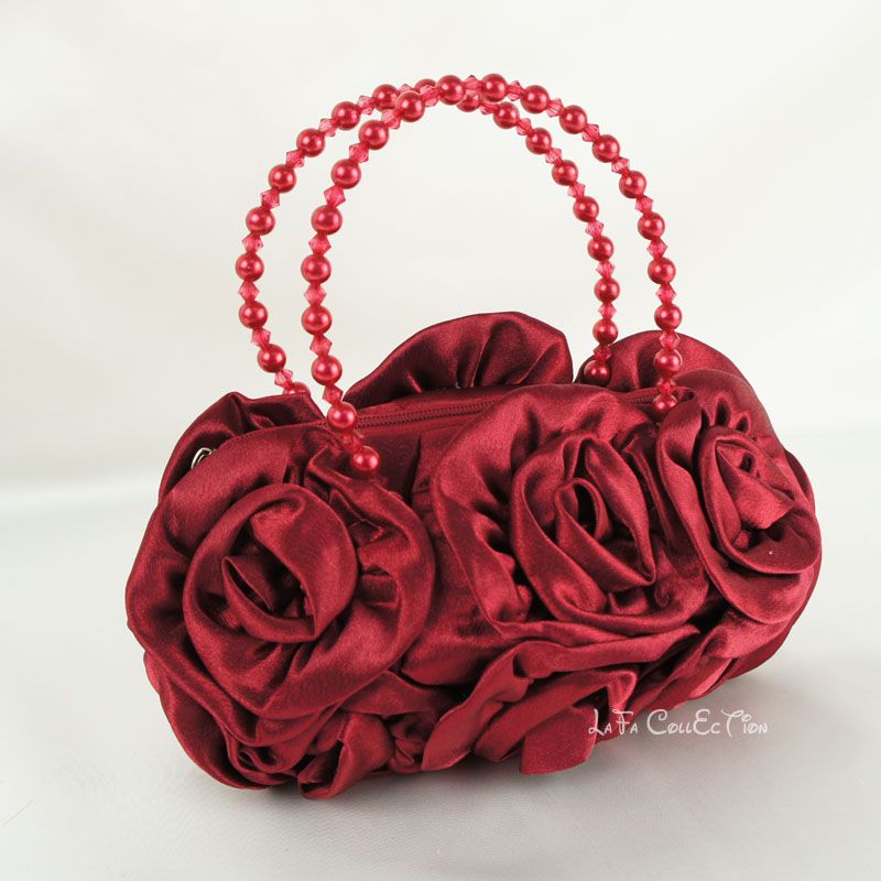 NEW Wedding/Evening Party Cute Girls Satin Handbag BURGUNDY  