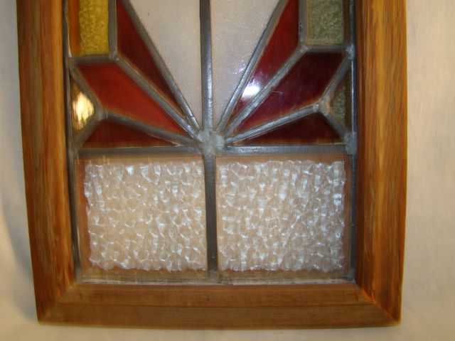 Antique ENGLISH Old ART DECO Geometric Shape STAINED Leaded GLASS 