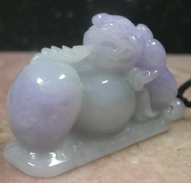 Lavender 100% Natural A JADE Jadeite PENDANT Dragon Pi Xiu Coin