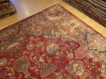 10x13 Handmade Antique Persian Pcitorial Design Kashmar Wool Rug Great 