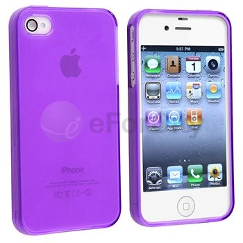 CHARGER+PURPLE CASE+PRIVACY FILM for iPhone 4 4S 4G 4GS  