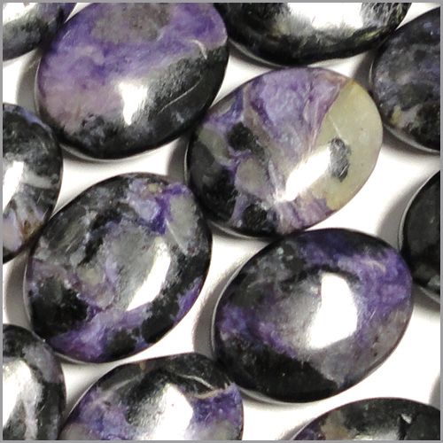 10 Natural Russian Charoite Flat Oval Beads 15x20mm 8  