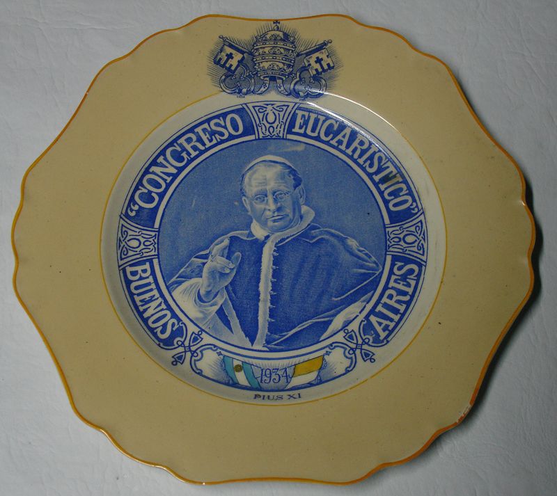 PLACA de la CERÁMICA de Pío Buenos XI 1934 Aires RARO de congreso de 