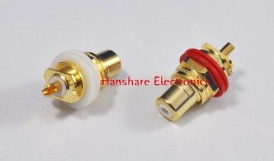 4x HI END Hanshare gold plated Teflon RCA Socket #1018  