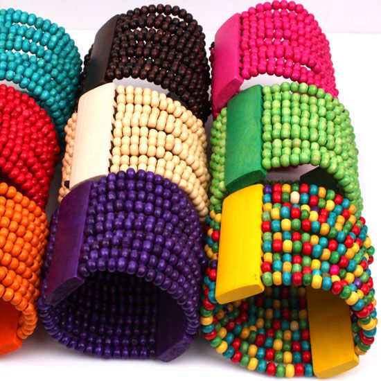 Wholesale 9 PCS Assorted Wooden Stretchy Wrist Bracelet  