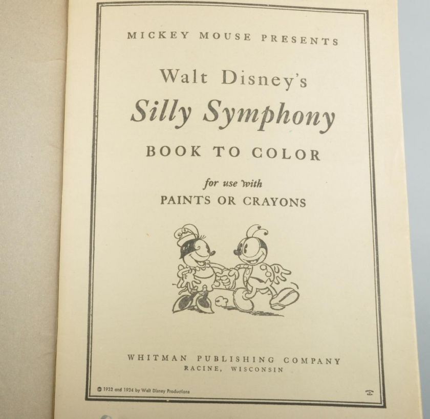 DISNEY Silly Symphony Coloring Book Special 30s Repro  