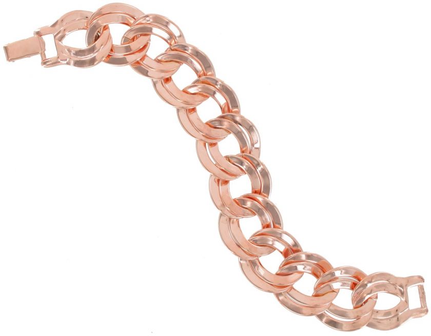 New Rose Gold GP Chunky Double Link Chain Bracelet Wide  