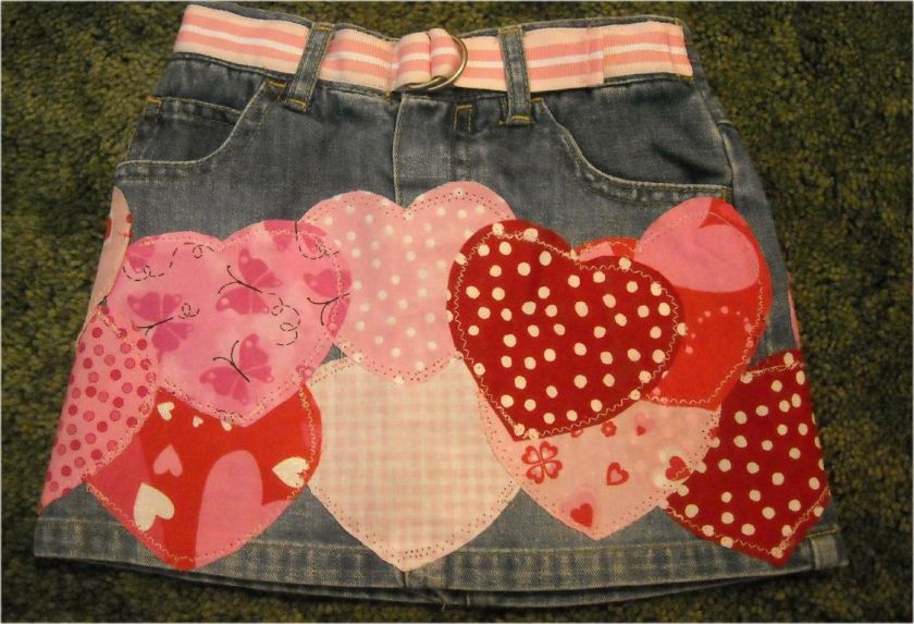 CUSTOM BOUTIQUE VALENTINES DENIM 3PC SKIRTJACKET SET 2T  