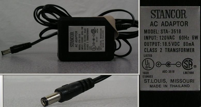 Stancor AC Adapter STA 3518 Class 3 Transformer 18.5V  