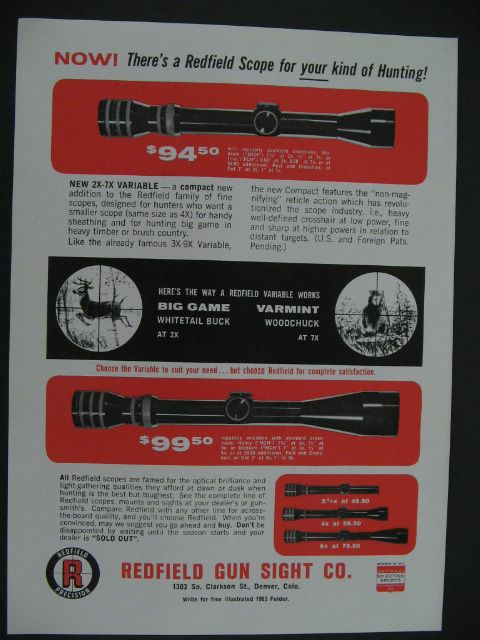   Gun Sight Company Big Game Woodchuck Gun Scope 1963 advertisement