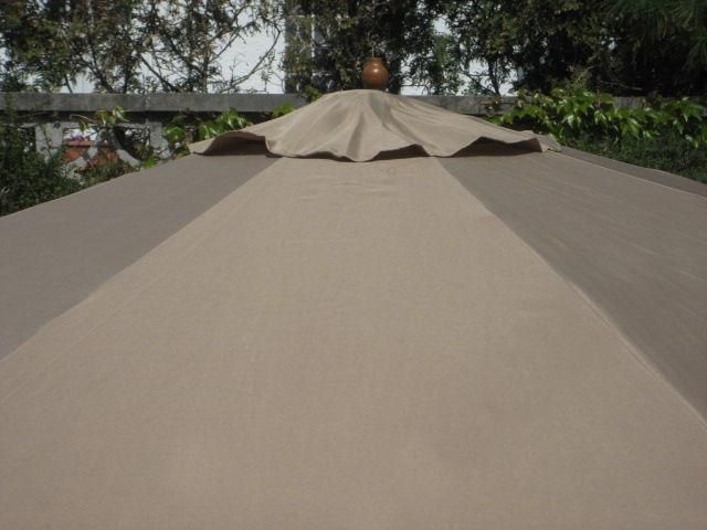 FT.MARKET PATIO UMBRELLA BEIGE/TAUPE WOOD BRAND NEW  