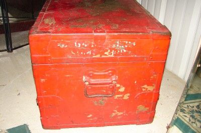 VINTAGE ARMY TRUNK STORAGE BOX CHEST TABLE RUSTIC  