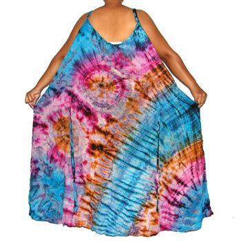 ND4171 TIE DYE SPAGHETTI SLEEVE LONG DRESS 4X/5X/6X  