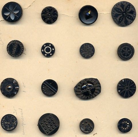 28 small Glass buttons on old card stock in as found cond. 13mm to 