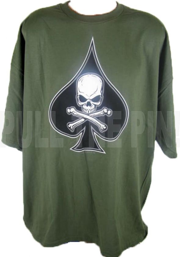 OLIVE DRAB BLACK SPADE DEATH T SHIRT SM 3XL  