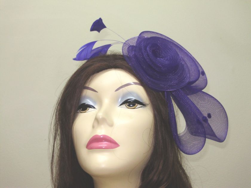 FASCINATOR HAT Ladies Purple Cocktail Tea Dress Hats  