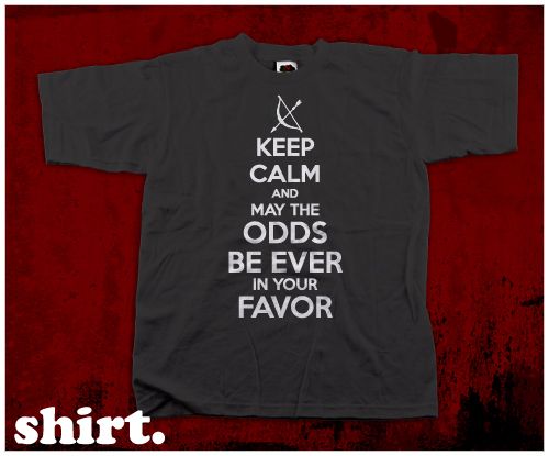 Hunger Games Inspired KEEP CALM AND MAY THE ODDS   Spoof T Shirt   S 