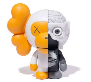 KAWS OriginalFake Bape Dissected Milo Grey Mono USAship  