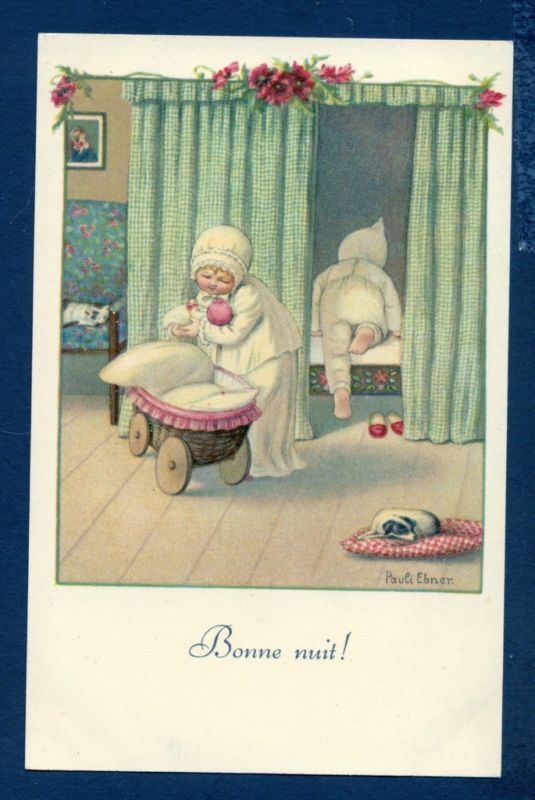 G2000 Pauli Ebner postcard, Mother and Baby go to bed  