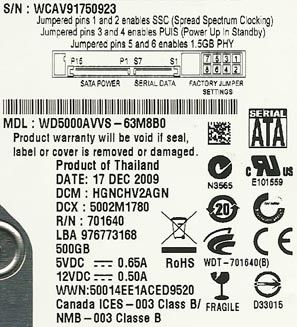 western digital sata hard drive