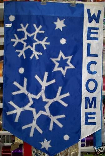 Snowflake Welcome 28 x 44 applique decorative flag  