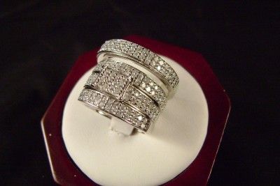 WOMENS MENS WEDDING RING SET STERLING SILVER .925  