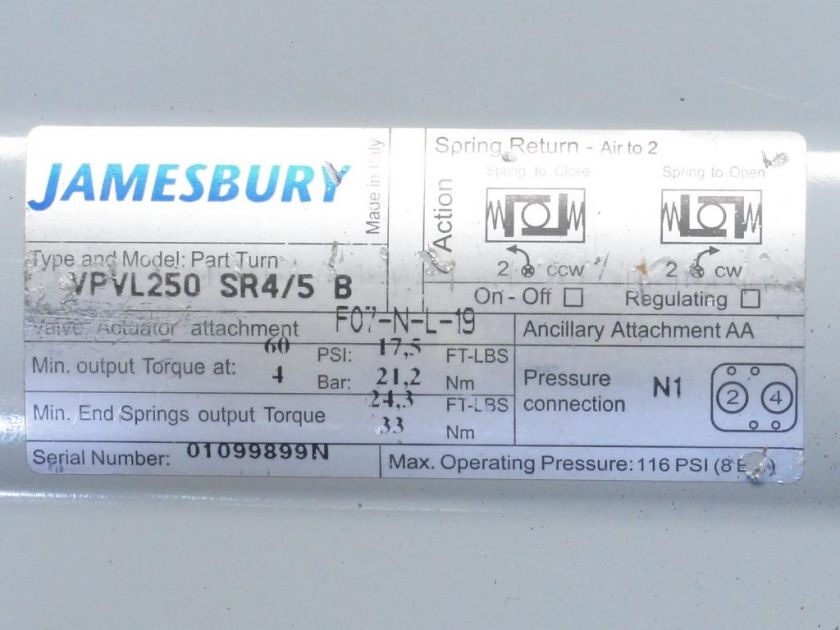 Jamesbury 1 Air Operated Ball Valve VPVL250 Tri Clamp  