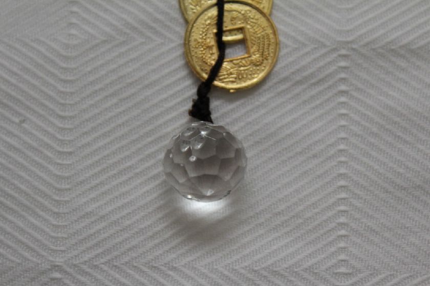   Coin and Crystal feng shui good luck and protection charm length is 7