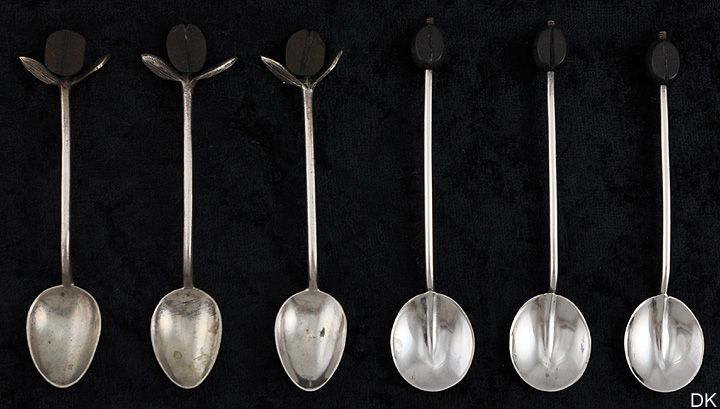   Sterling & 800 Silver Coffee Bean Spoons English Adie Brothers  