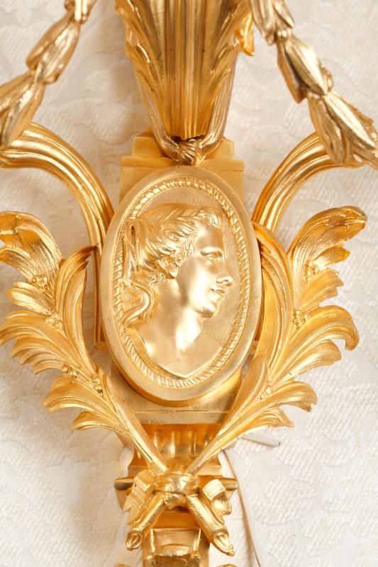 Pair Large French Regency Ormolu Sconces Wall Lights Appliques  