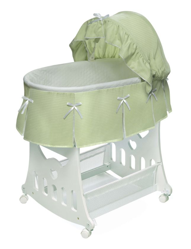 Pleated Sage Waffle Baby Bassinet n Cradle & Toybox  